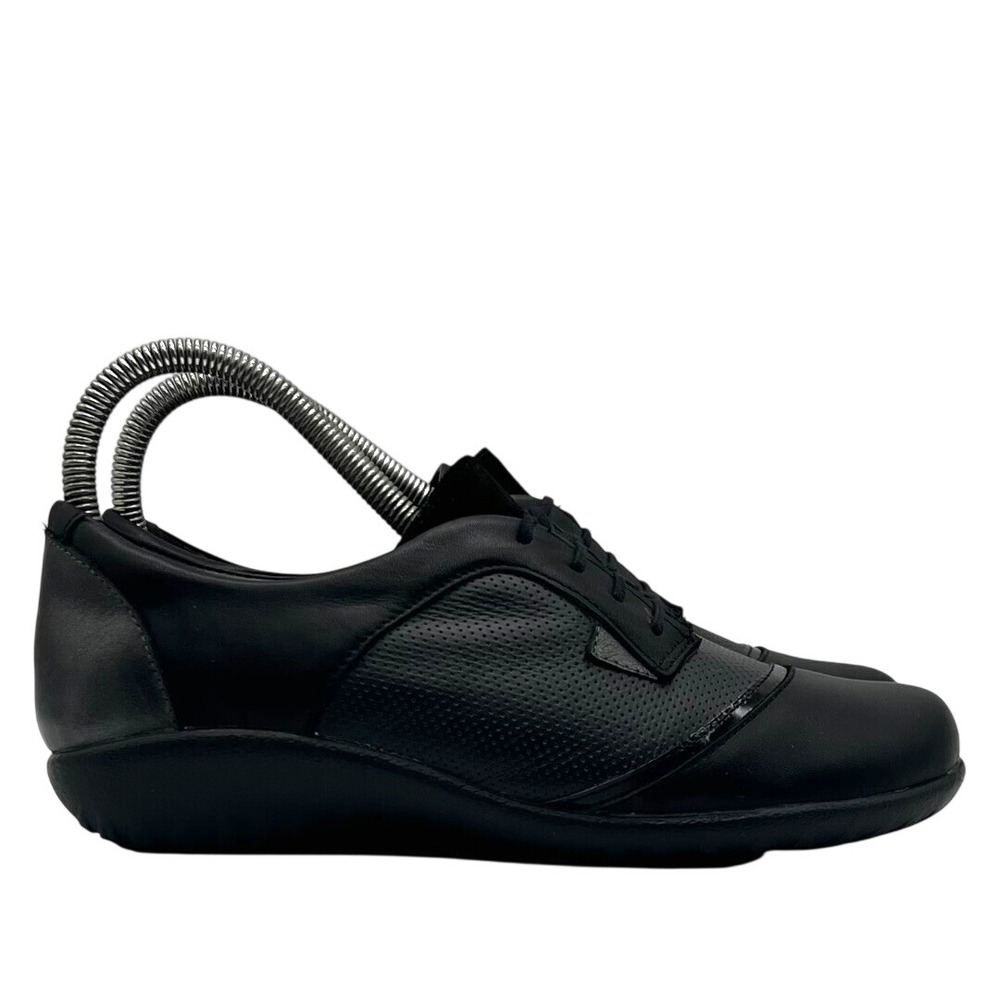 Naot Women Black Leather Perforated Lace Up Comfort Shoes EU 37 US 6
